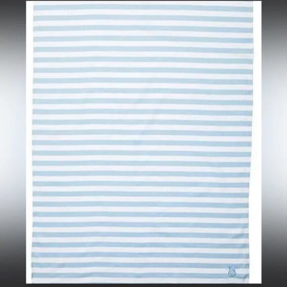 Victoria's Secret Beach Towel Blanket Sky Blue / White With Holder - Picture 2 of 6